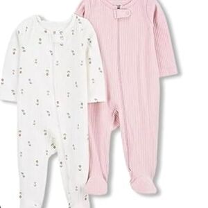 Carters 2pc Girls Pink and White Kids One Pieces